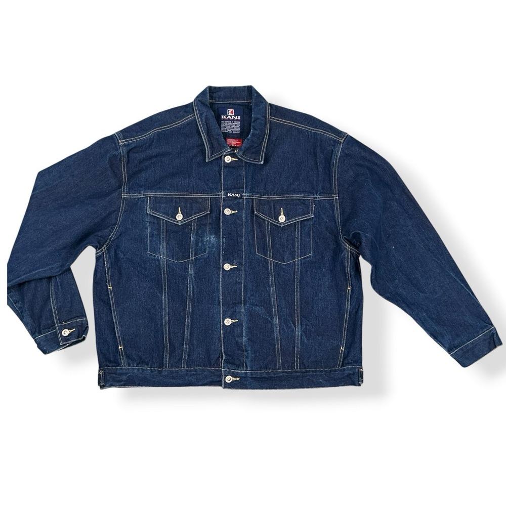 Karl Kani Jacket Men XXL Blue Button Down Long Sleeve Type 2 Trucker Vintage 90s